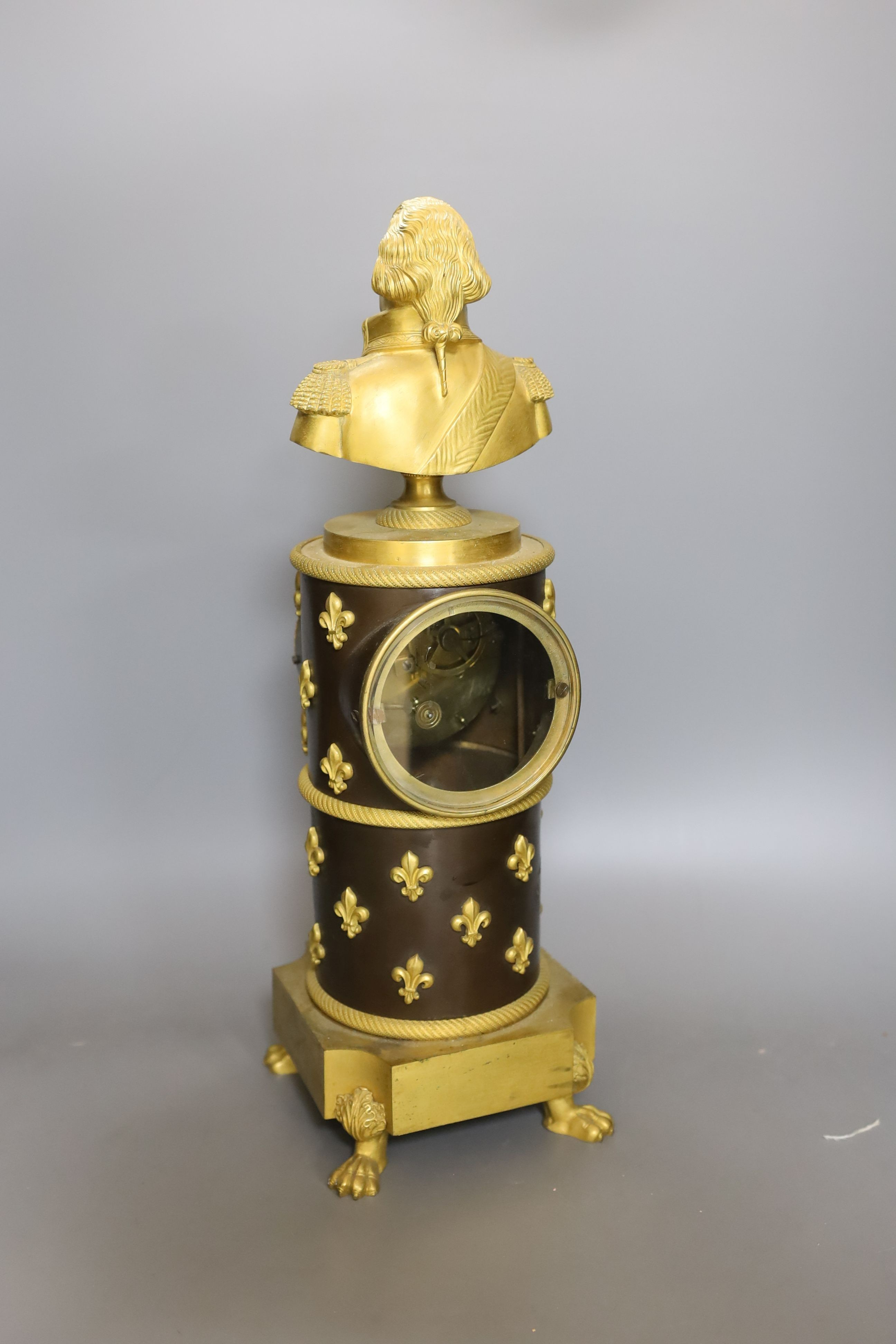 A bronze and ormolu Dresden 'bust' mantle clock - 46cm high